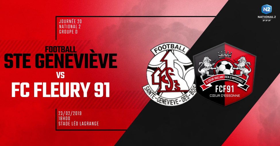#N2 Ce samedi à 18h, les hommes de Nicolas Dupuis ont rendez-vous à Sainte-Geneviève pour LE derby de l’Essonne. 👀🔴⚫️
