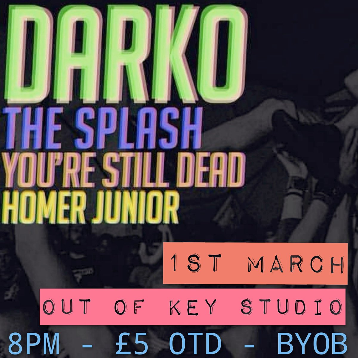 NEXT SHOW!
<a href="/outofkeystudio/">Out Of Key Studio</a>

With <a href="/Darko_Band/">DARKO - Progressive Punk</a> &amp; more

BYOB (dangerous)

#mattraybouldwillbethere