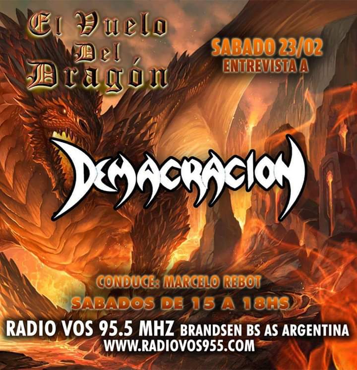 Dragon_Elvuelo's tweet photo. Este sábado en vivo Entrevista telefónica con la banda Demacracion
Estará presente en #UnMandatoDivino3
Sab 15 hs por @RadioVos955
Conduce @Dragon_Elvuelo
Online https://t.co/xIy2WDHu2K
Baja la App Radio Vos Brandsen
#ElVueloDelDragon #metal #MetalUnder #HeavyMetal #Radios https://t.co/8FgPJqw2GW