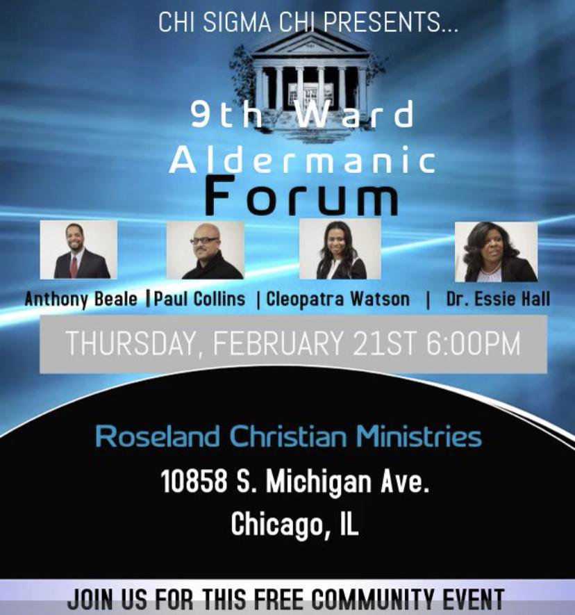 VoteEssieHall's tweet photo. With just 4 days left  until the February 26th Election Day we encourage you to come out TONIGHT to the next forum! Learn more from the candidates and get those last minute questions answered! 
#9thWardAlderman #VoteEssieHall #TimeforChange  #February26th   #PUNCH64 @FlourishPac https://t.co/dm1ch5czOM