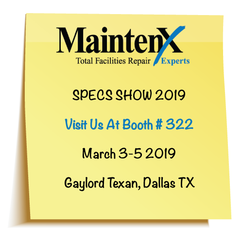 MaintenXOnline's tweet photo. We'll be heading to #Dallas in a couple weeks for the #Specsshow ! Ready to discuss your #FacilityConstruction and #maintenance needs? Drop by Booth #322 to see how we can help! Can't wait to see you there!!
#Facilitymaintenance #GeneralContractors #TeamMaintenX #specs2019 https://t.co/1uU21aPF7z