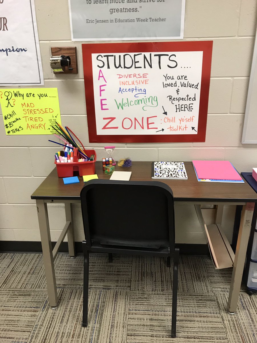 LisaPearceEdS's tweet photo. Guess what ISS doesn’t teach: self-regulation, self-control, self-awareness! Our kids have a safe-space #LetsFigureThisOut #CoolItDown 🎶 #ChillYoSelf #WeGotThis #SEL #ModelBehaviors #ListeningCircles #SafeSpace @georgia_pbis @ClorindaRoache https://t.co/sixhXuTBBc