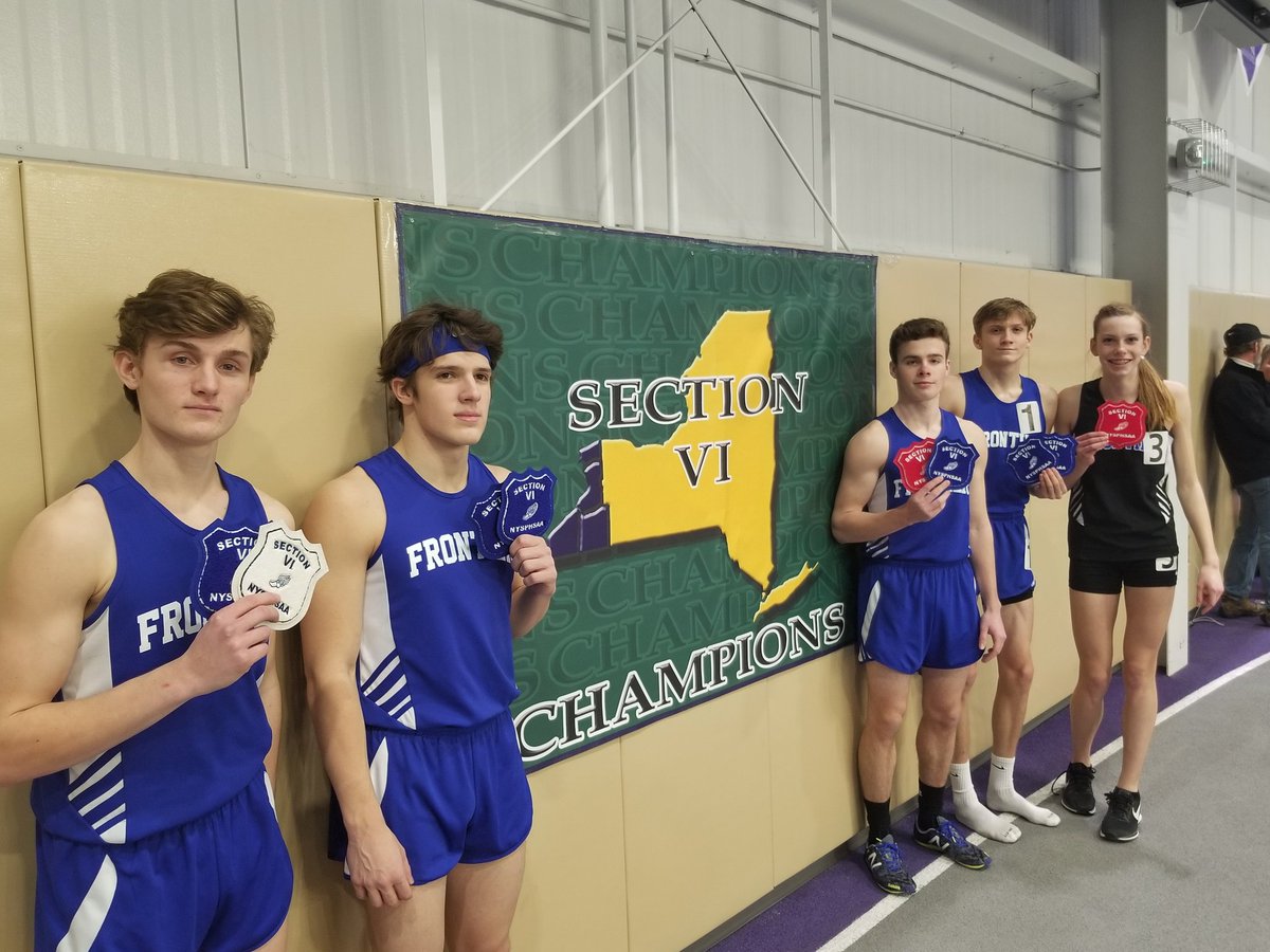 perongr's tweet photo. Frontier indoor track and field members going to States! Connor O'Brien, Brian Gleason, Preston Bova,  Josh Peron and Gwyn Goldowski #bleedblue  #Falconnation @DrRichardHughes @GOTurf_Falcons @fcsdprincipal @gwyn_goldowski https://t.co/NFgunwQo3S
