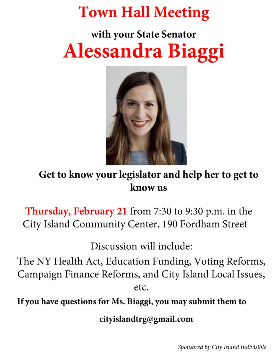 SenatorBiaggi's tweet photo. *TONIGHT* I am looking forward to coming back to #CityIsland for a town hall! See you there. 👋
#explore34 https://t.co/rnKOpiN2pI