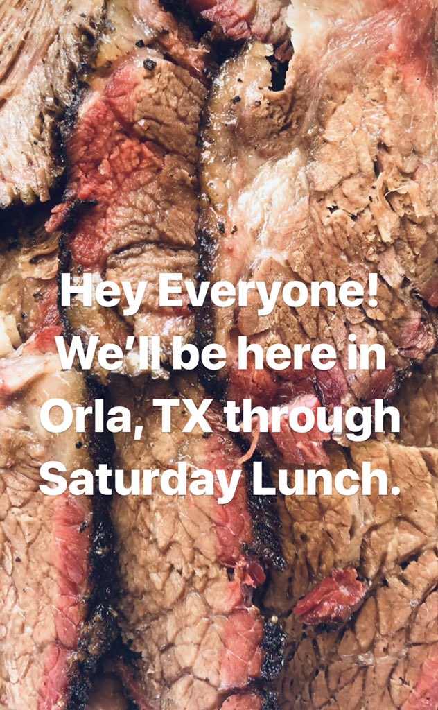 Letting everyone know we’re here through Saturday Lunch (Feb 23rd)
.
Tomorrow morning we’ll have breakfast tacos, with a choice between Brisket&amp;Egg or Bacon&amp;Egg, and don’t forget our special homemade salsa. #orlatx #texasbbq #smokedbrisket #breakfasttacos