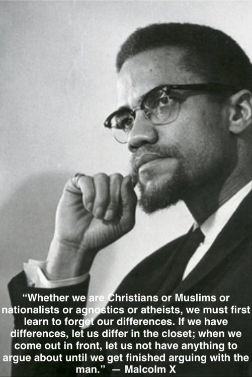 True  #Solidarity requires us to acknowledge our diversity, to respect our differences, but unite for the plight of all those who struggle against exploitation and injustice.It is with a common purpose that we must struggle.  #MalcolmX 3/