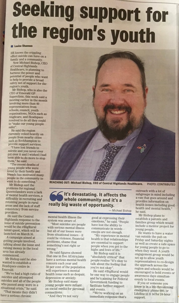LaWendyBird's tweet photo. CEO of Central HighlandsHealthcare talking in CQ News about #bigrural. @artistsocial @Fly_texan https://t.co/TtPuwVXelB