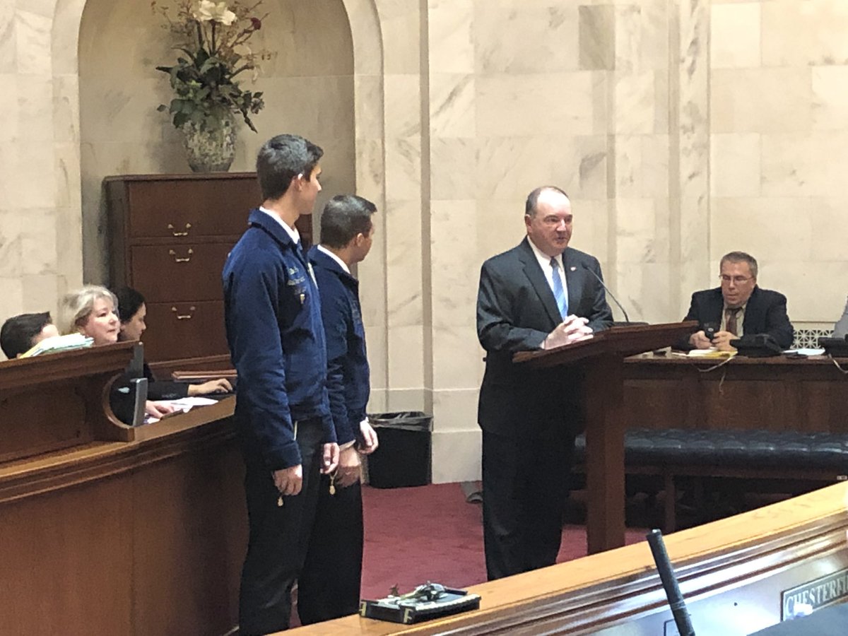 ArkansasFFA's tweet photo. Special thanks to Senator @Bruce_Maloch for recognizing National FFA Week today in the Senate! We appreciate your continued support of Agricultural Education and FFA! #FFAWeek2019 https://t.co/PiDXfHBWLO