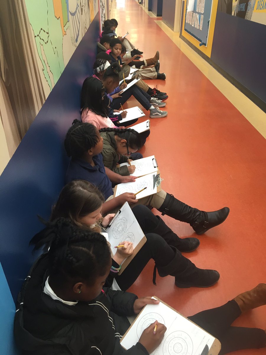 NemethMeg's tweet photo. Looking at the connection between art and activism by analyzing our school murals. Looking forward to the murals these 4th graders create! @MonarchGloAACPS @childrensguild #AACPSArtsIntegration #AMPatMGA https://t.co/2GcgO1emGu