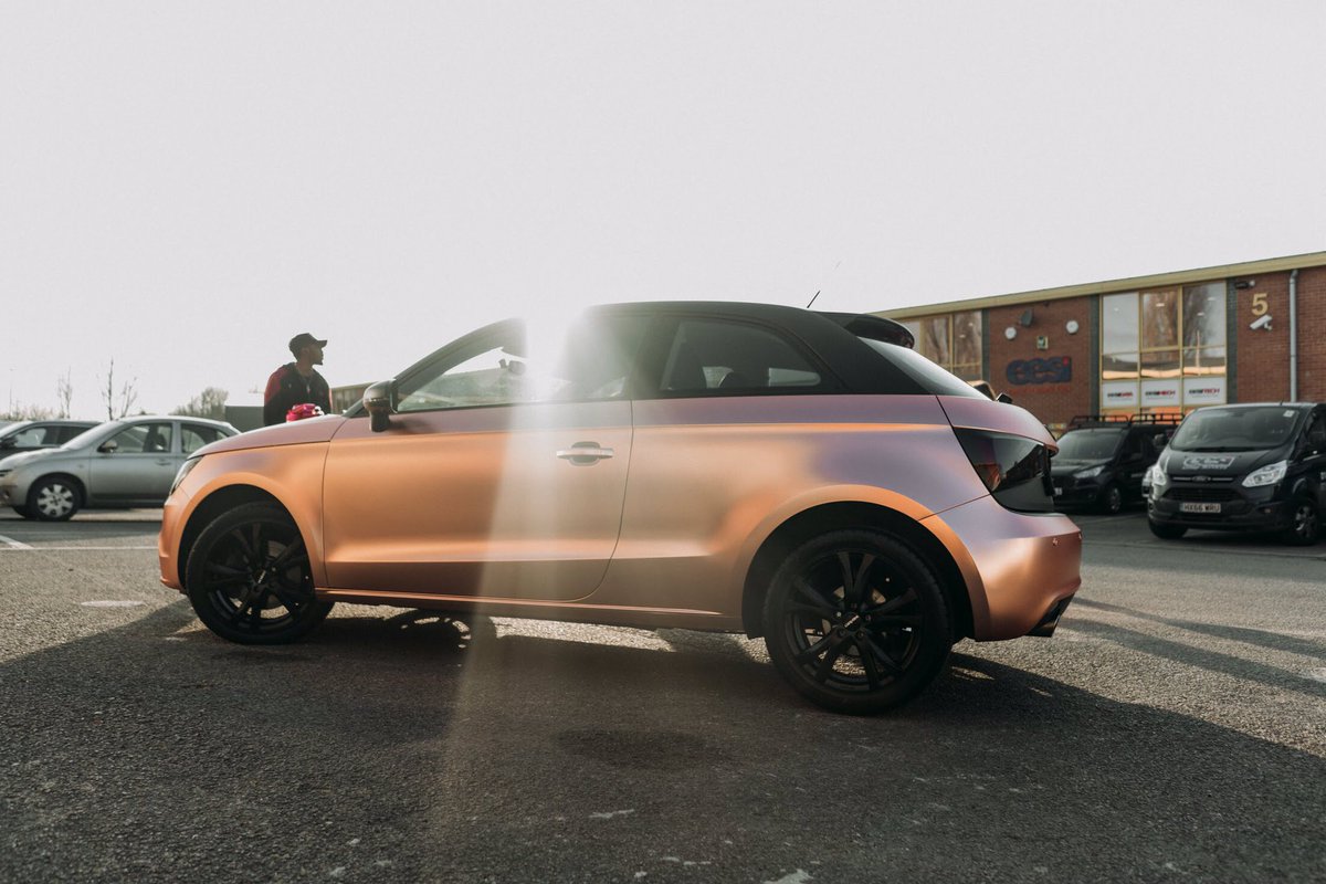Vanguard_vw's tweet photo. Audi A1 Wrapped In Satin Rose Gold Chrome 🔥 #Vanguard #Vehiclewrapping https://t.co/caDGBd3NdS