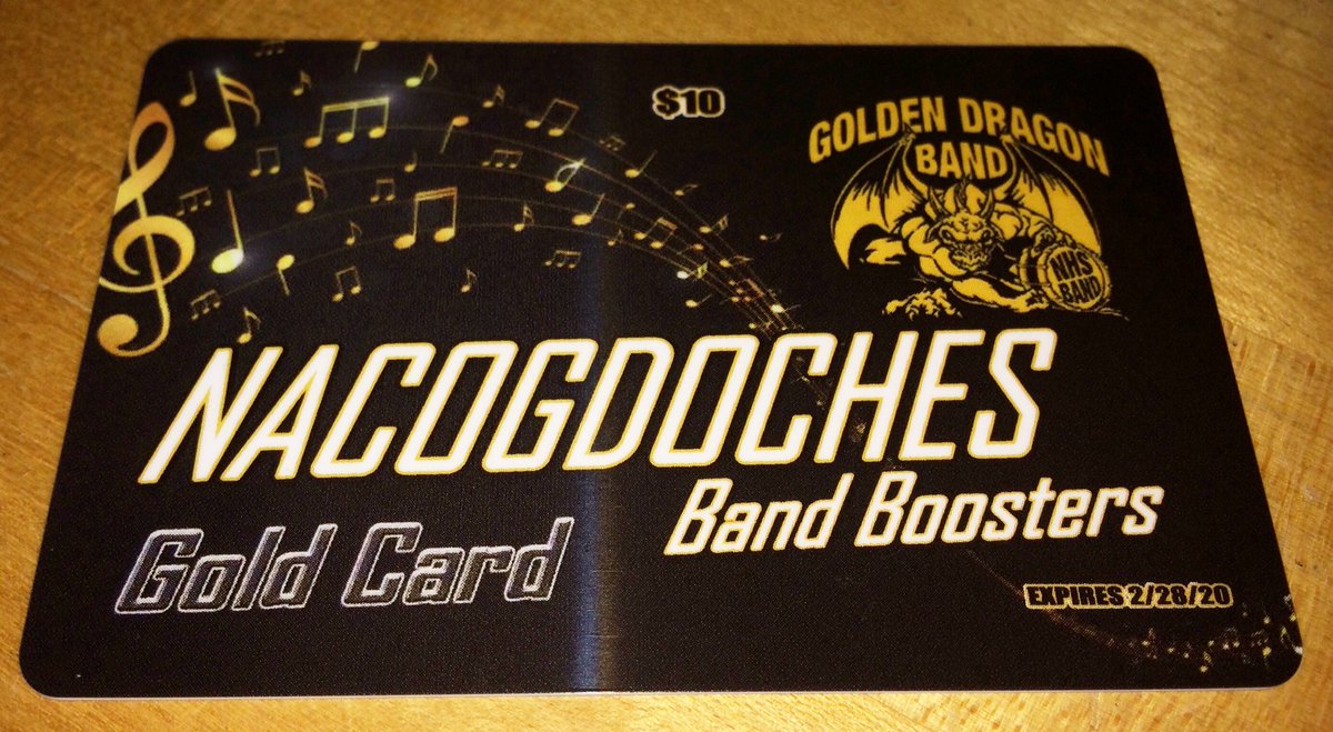 BandNacogdoches's tweet photo. Gold Cards are here! $10 each! https://t.co/Isa6KUZRw8