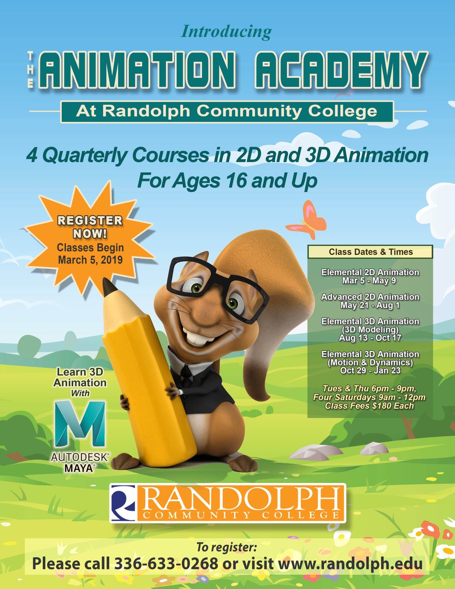 RandolphCC's tweet image. Animators, Mount Up! The Academy Begins Tuesday, March 5 here at RCC! Art not your thing?...that's cool, tell your friends! Get the details here: ow.ly/SfNh30nN2bz #RCCProud