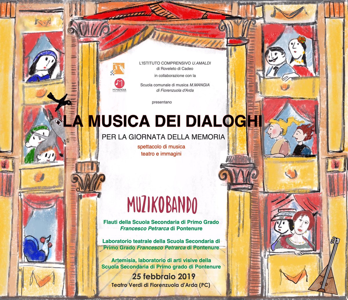 “La musica dei dialoghi” grande impegno teatrale al #teatroVerdi Spettacolo di musica teatro e immagini  #iccadeoponte commemora la #giornatadellamemoria  in scena con i ragazzi dei laboratori #teatro #musica #arte e Muzikobando