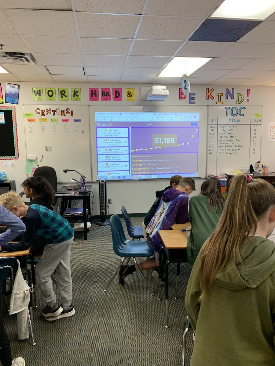 ALambert_TX's tweet photo. It’s test review day which can only mean one thing... time to play our favorite game! @gimkit for the win! Congrats to each class period winner! @DonDurhamSLC https://t.co/QOTV6hNvR8