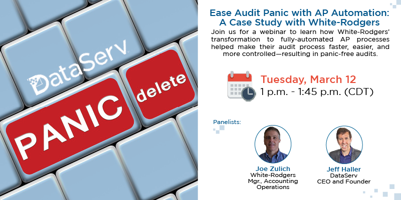 DataServ's tweet photo. Audit on the horizon? Stressed out about it? Think of this #webinar as your personal panic button, register today: https://t.co/kaHtIeUXgC #APAutomation https://t.co/1hUZQRZPUx