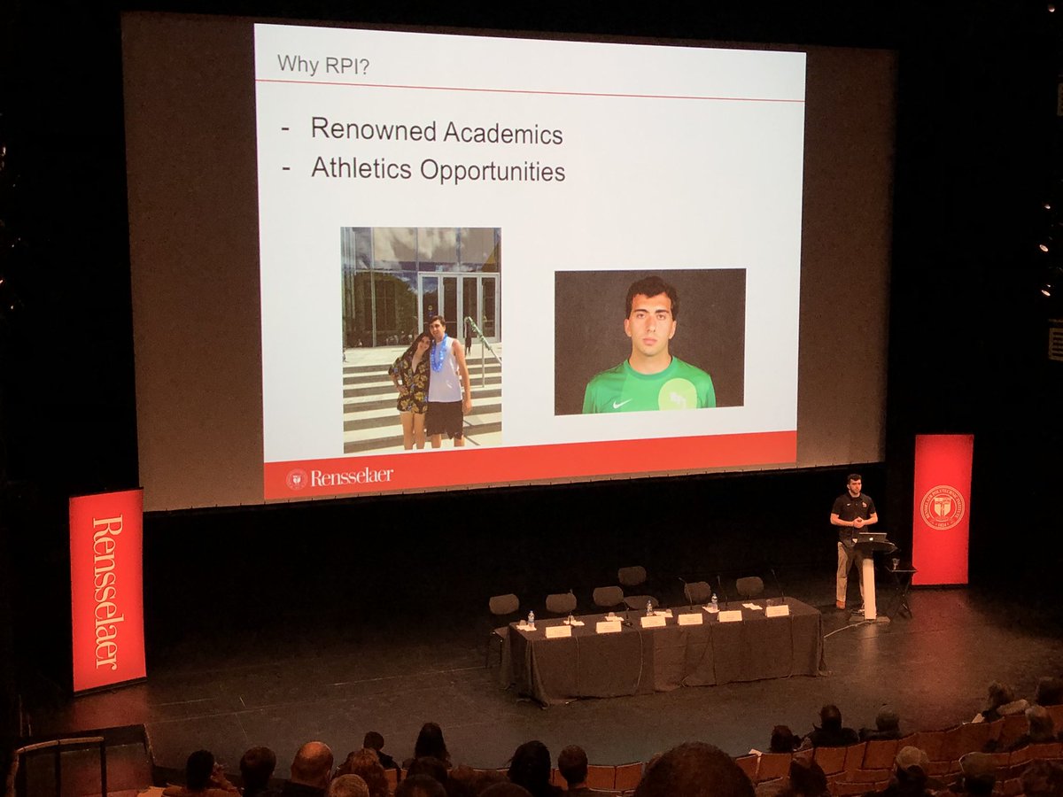 RPIAdmissions's tweet photo. We had another amazing afternoon of student presentations. Charlie, a sophomore at RPI, shared his experiences as a student athlete to our prospective students. #rpivisit @RPIAthletics https://t.co/qjbXRxpB4Z