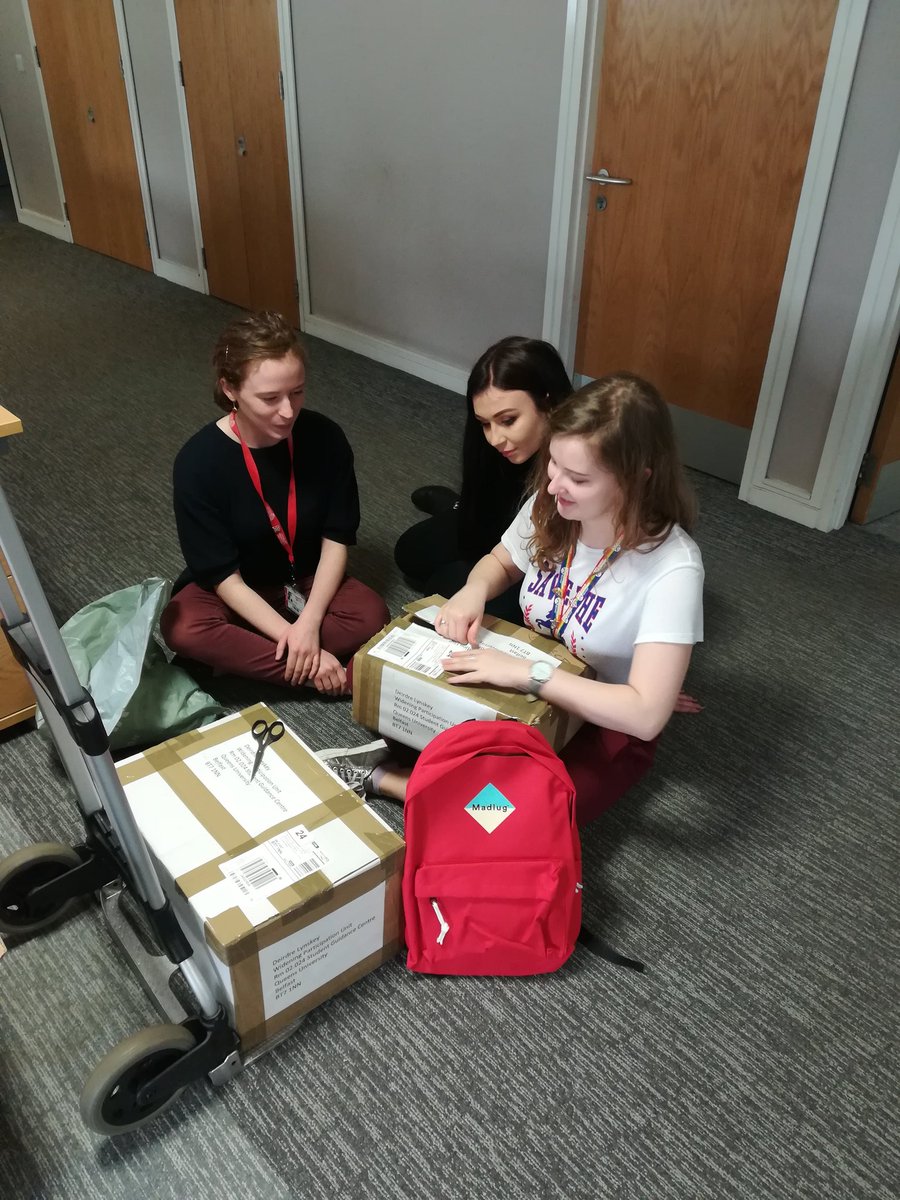 QUBWPU's tweet photo. Thanks @WHSmith for your fantastic donation of books and  games for our Reading Together programme, we had great fun opening our box of books. Tomorrow our students receive their @wearemadlug bags full of possibility @QUBelfast @QUBEngagement @KWinterQUB @QUBAlumni @VivHarris1 https://t.co/8WMWcOoPxO