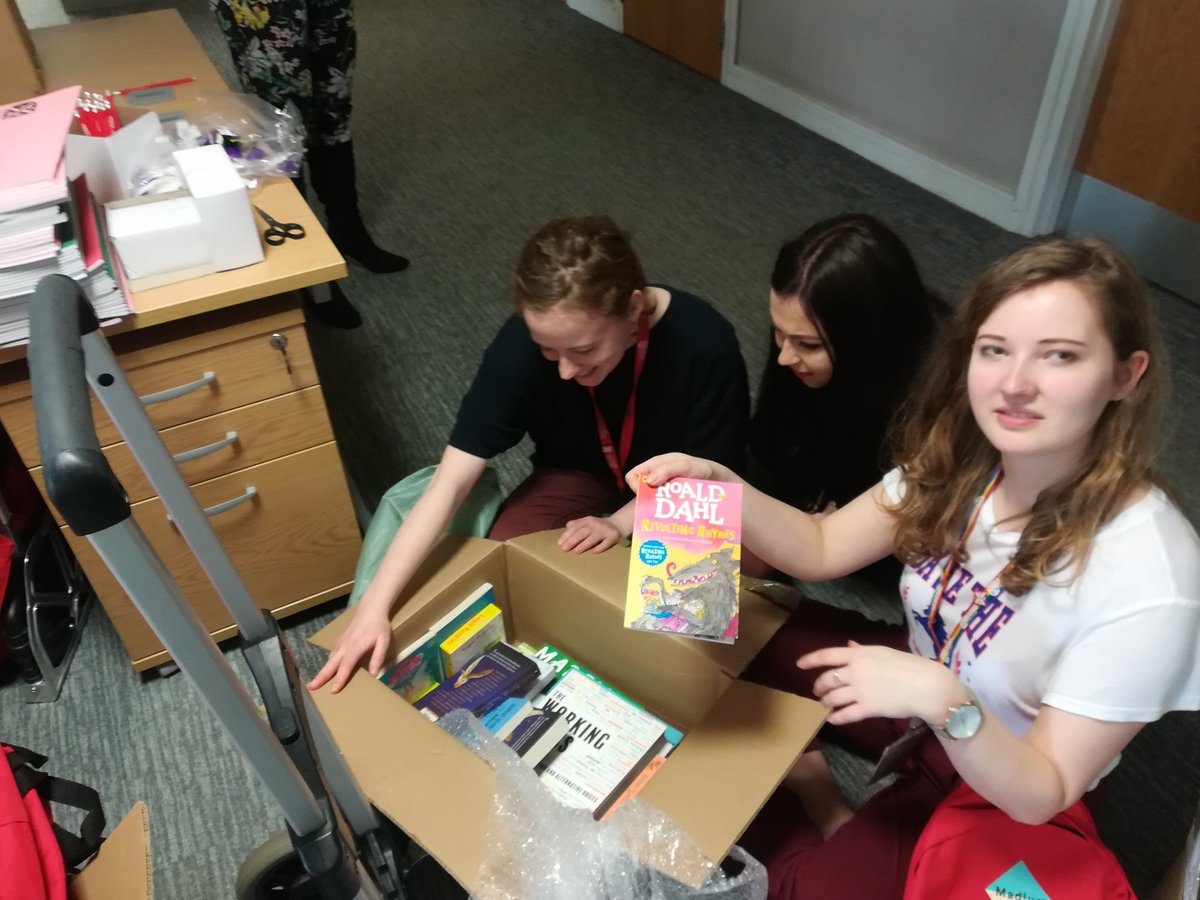 QUBWPU's tweet photo. Thanks @WHSmith for your fantastic donation of books and  games for our Reading Together programme, we had great fun opening our box of books. Tomorrow our students receive their @wearemadlug bags full of possibility @QUBelfast @QUBEngagement @KWinterQUB @QUBAlumni @VivHarris1 https://t.co/8WMWcOoPxO