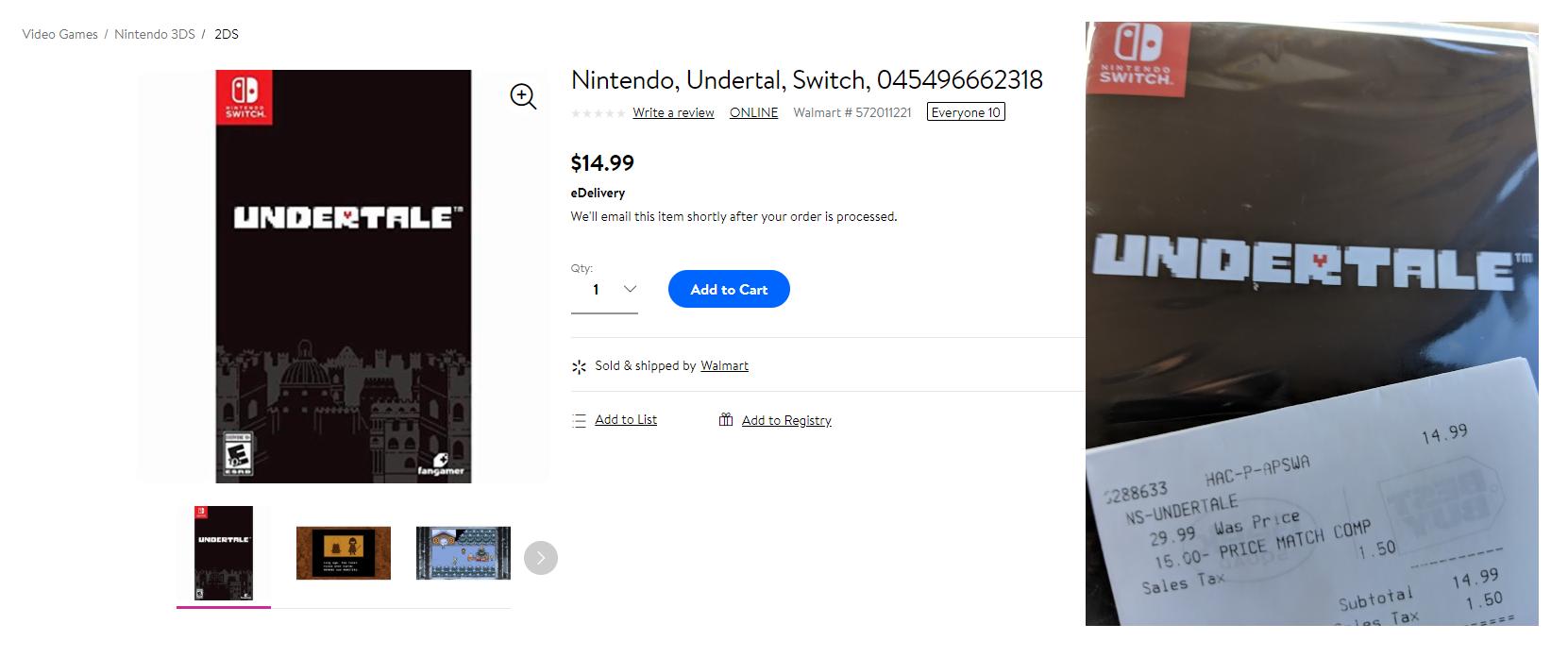 undertale switch price