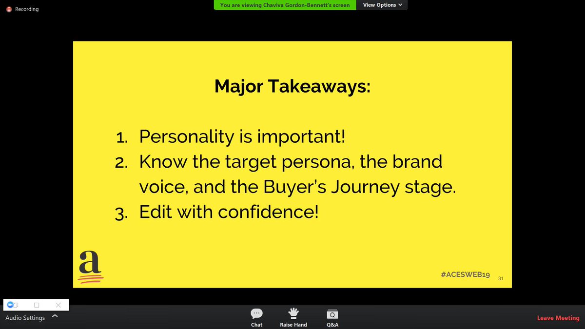 tschmedding's tweet image. Great takeaways from @TheChaviva on inbound marketing content webinar #ACESweb19