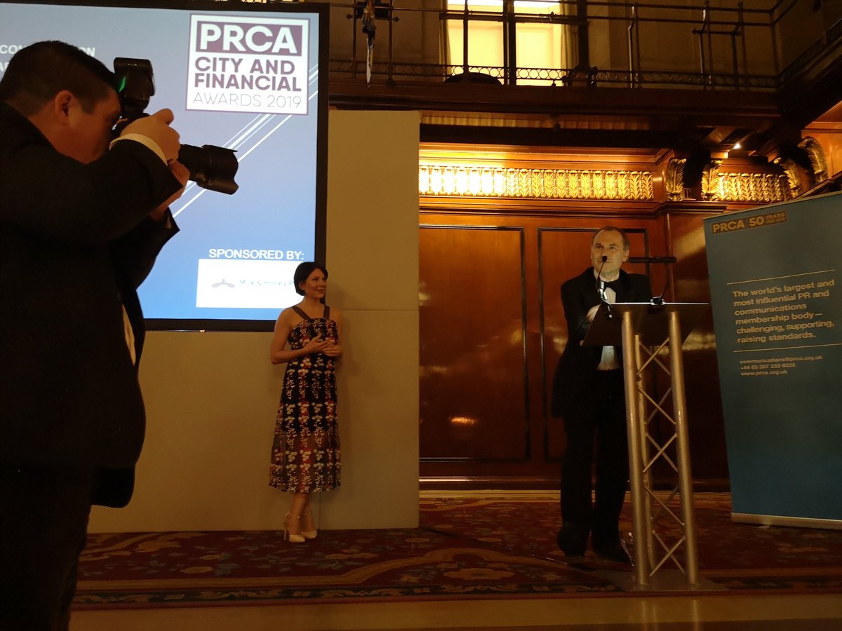 PRCA_HQ's tweet photo. Finally, @TonyLangham from @lansonsLatest wins the Outstanding Contribution Award, sponsored by @MilkHoneyPR! #PRCACF https://t.co/LVz9Y7OeF0