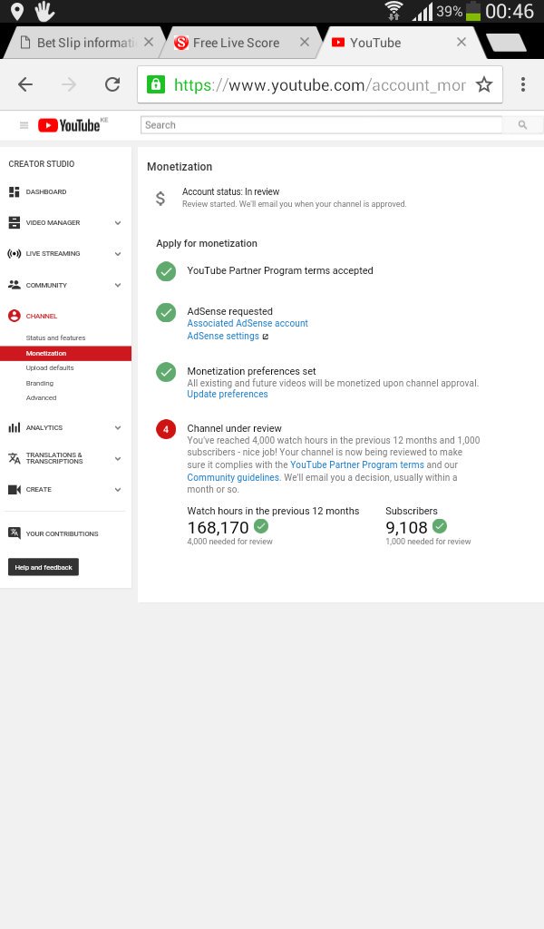 Tbx_Host's tweet photo. @TeamYouTube hello, 
I have a month and 5 days since I applied for my channels ypp, 
Here is the monetization screen shot . https://t.co/1IeVvD9Cgh