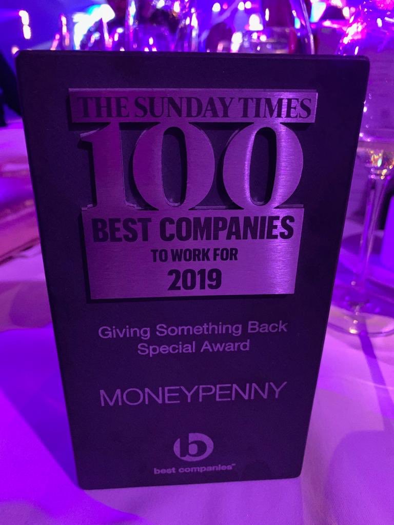 Wow! What an amazing surprise! Thank you <a href="/bestcompanies/">Best Companies</a> ! 🏆#havingthebestnight #BestCompanies2019 #givingsomethingback #award