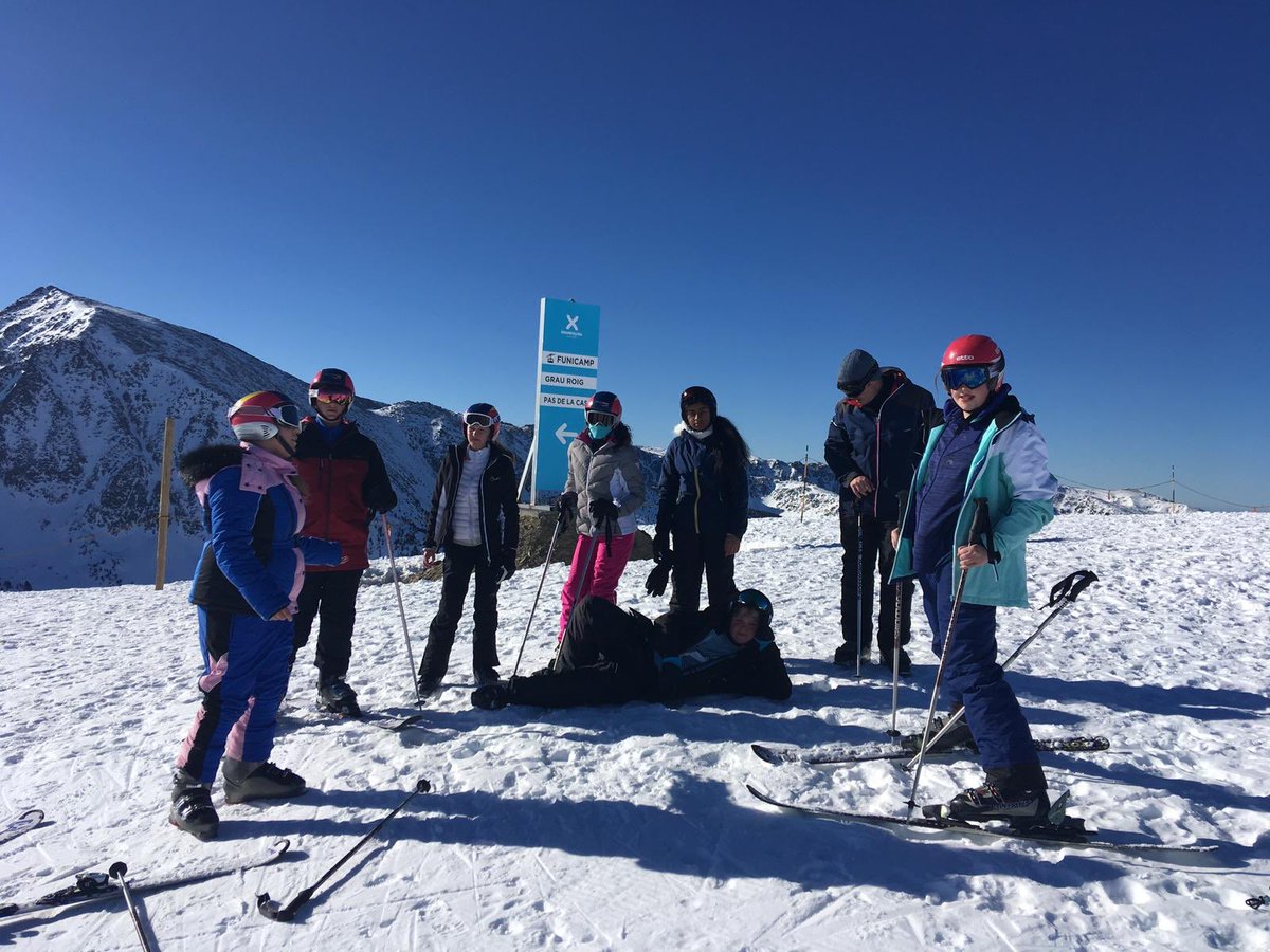 HhgsSkiTrip's tweet photo. Novice group make their way to the top of Canillo after riding the 6 seater chair lift... massive progress for these first time skiers in just a few days... awesome job team #slidetosuccess https://t.co/nP1PZhHfxG