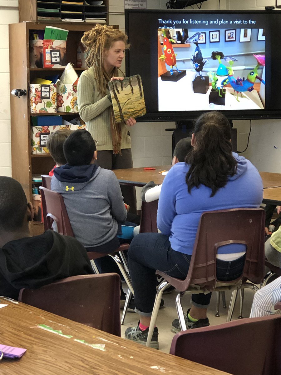 HowardArtCMS's tweet photo. Thank you Nicole Uzzell from Piedmont Craftsmen WS! Our 6th grade students were engaged and excited to learn about contemporary fiber artists! #tapestry #fiberartist #wsarts https://t.co/gVbzCaNyP2