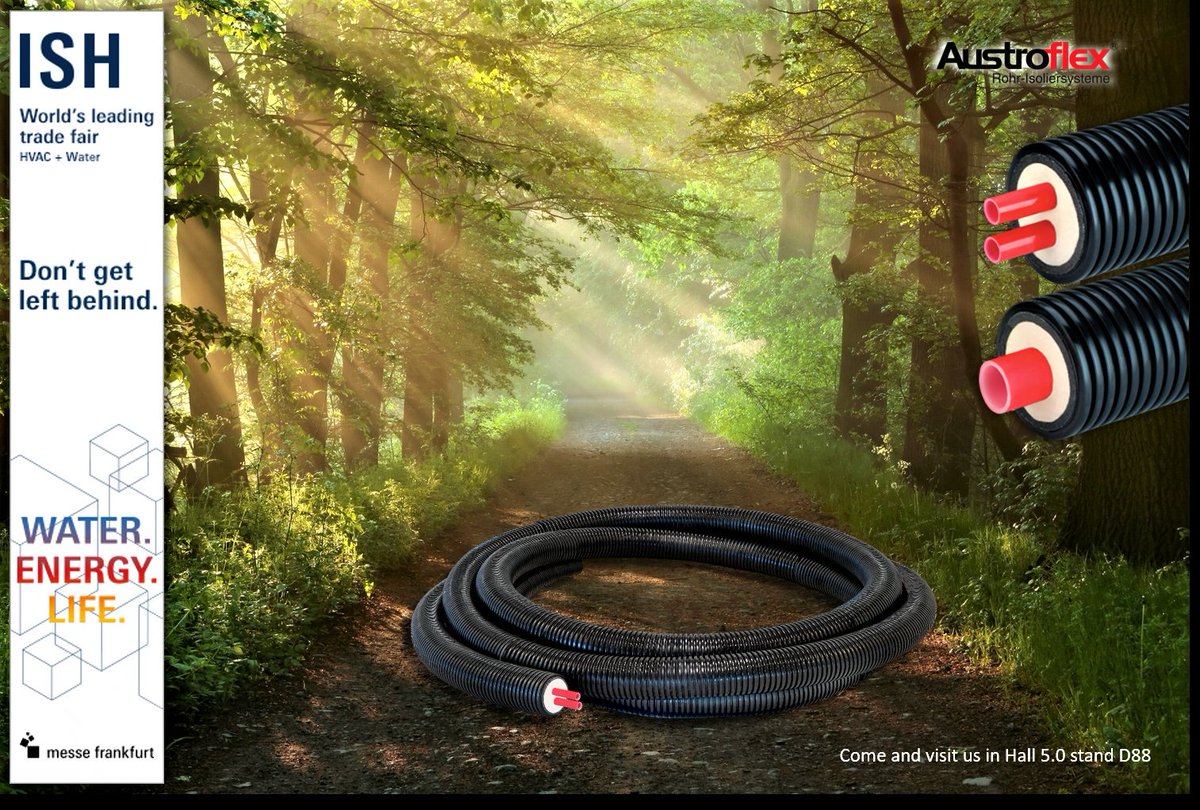 xavierdebuyser's tweet photo. Learn more about #Austroflex' flexible #preinsulated pipe systems #AustroPEX &amp; #AustroPUR for #heating and #districtheating at the ISH 2019 fair, 11-15th of March in Frankfurt, Germany. Visit us in Hall 5.0 Stand D88. https://t.co/YNJgYTFw6C