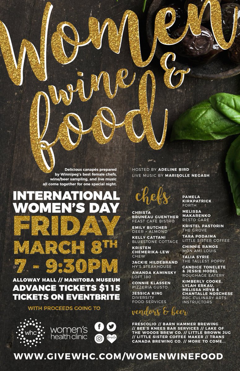 WHCwpg's tweet photo. If you have not bought your tickets to Women, Wine and Food yet - GET ON IT! Tickets are flying now that International Women's Day is around the corner. Tix at https://t.co/HRHP8OM7gK.

And check out our amazing line up of chefs, vendors and wine! #womenwinefood #IWD2019 https://t.co/aHQ0jL5c2Y