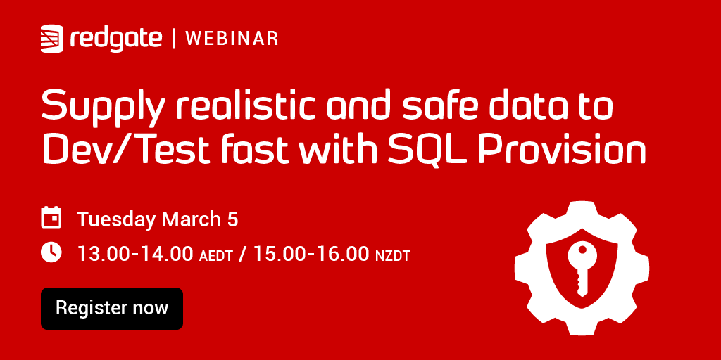 redgate's tweet photo. Discover how SQL Provision can accelerate your database delivery processes while helping you to stay compliant: https://t.co/LyT2aOAEr2
#SQL #Provision # DevOps #Database #Data #SQLProvision #Masking #automate https://t.co/TfOPDeD9YV