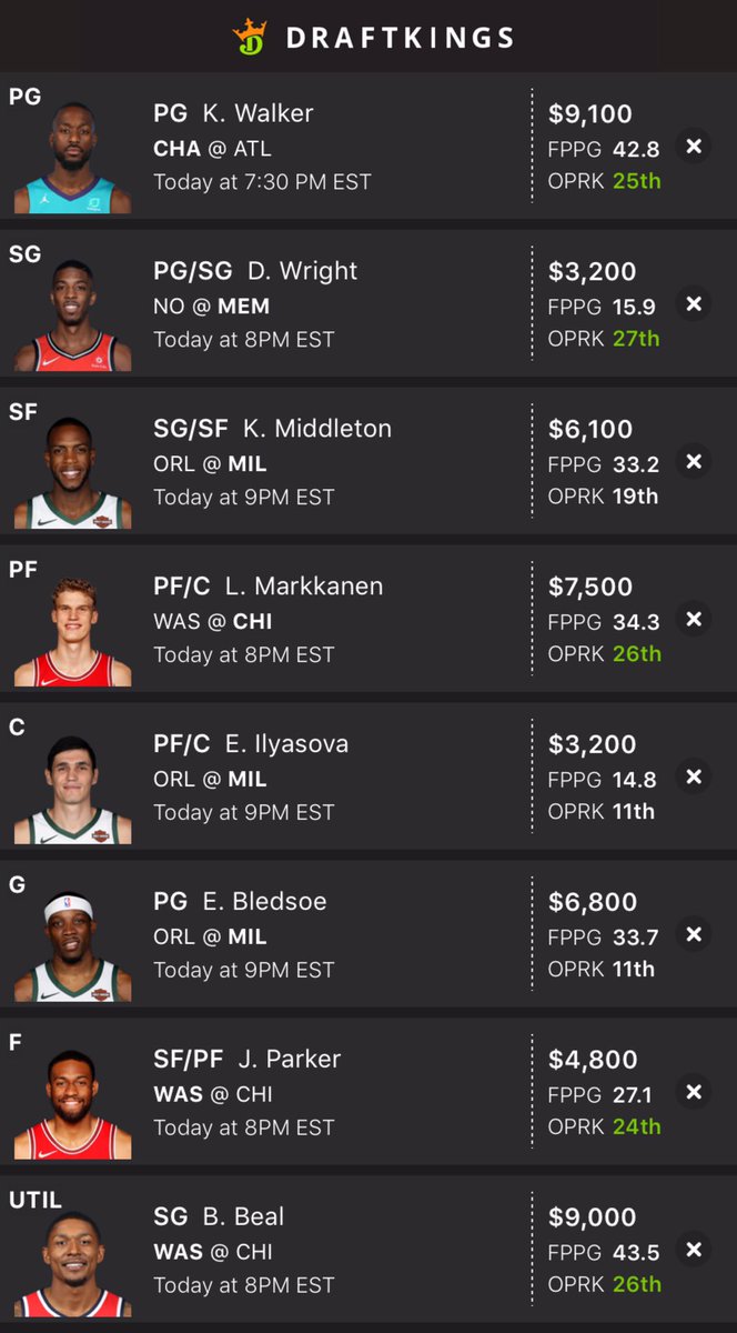 MoneyTimeDFS's tweet photo. NBA for tonight! We had a great night yesterday, let’s keep it rolling with a nice Saturday slate!🔥💵 #DFS #nba #nbadfs #fanduel #draftkings #fd #dk #fdnba #dknba #nbadfslines https://t.co/bEdWsp2MuP