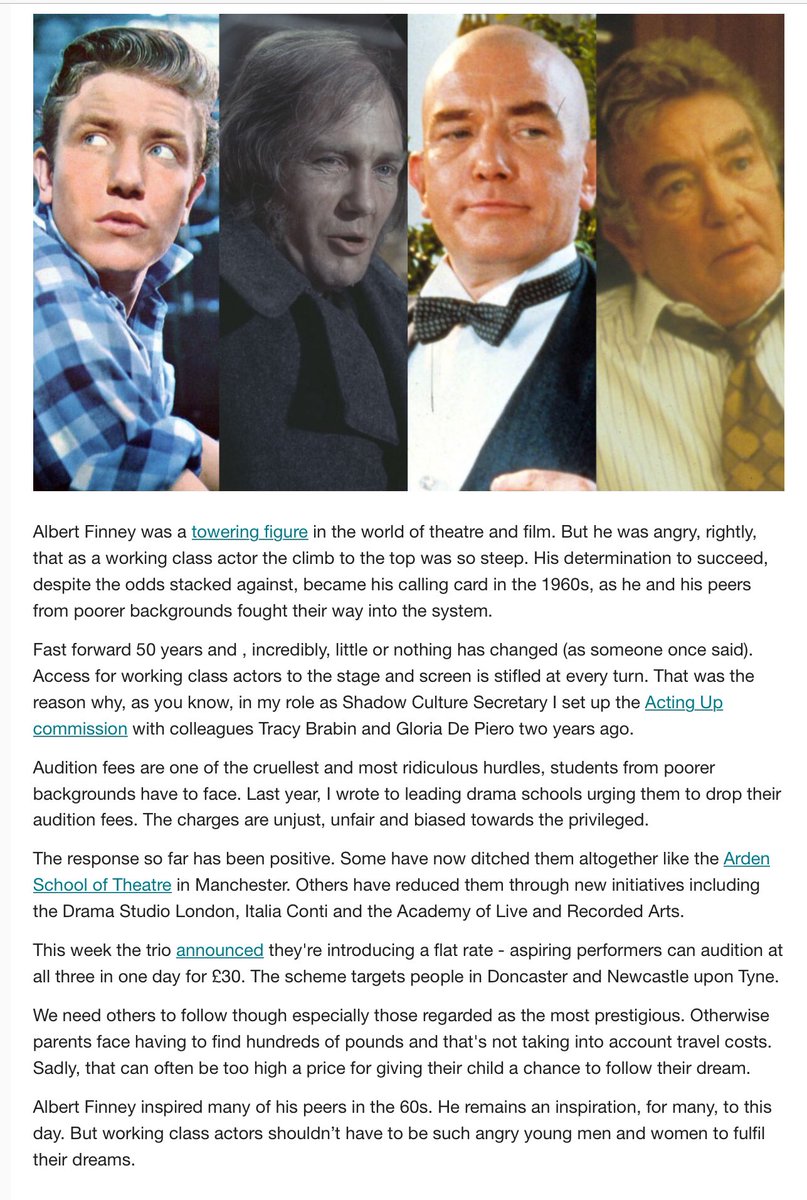 Albert Finney’s legacy for young actors - item from the weekly newsletter of  @tom_watson #actingup