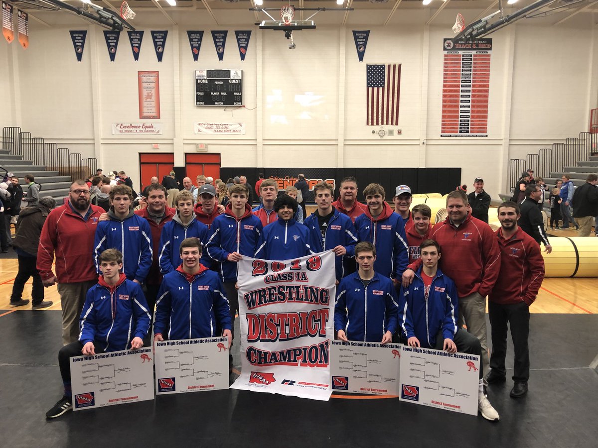 VanoortMark's tweet photo. District champs and 8 guys heading to state!  Proud of these guys!  #FWC

106 - Drayven Kraft - 2nd
113 - Cullen Koedam - 2nd
120 - Adam Allard - 1st
132 - Dillon Lynott - 1st
138 - Carson Lynott - 2nd
152 - Kory VanOort - 1st
182 - Trevor Schuller - 2nd
195 - Logan Koedam - 1st https://t.co/0gWa41gKop