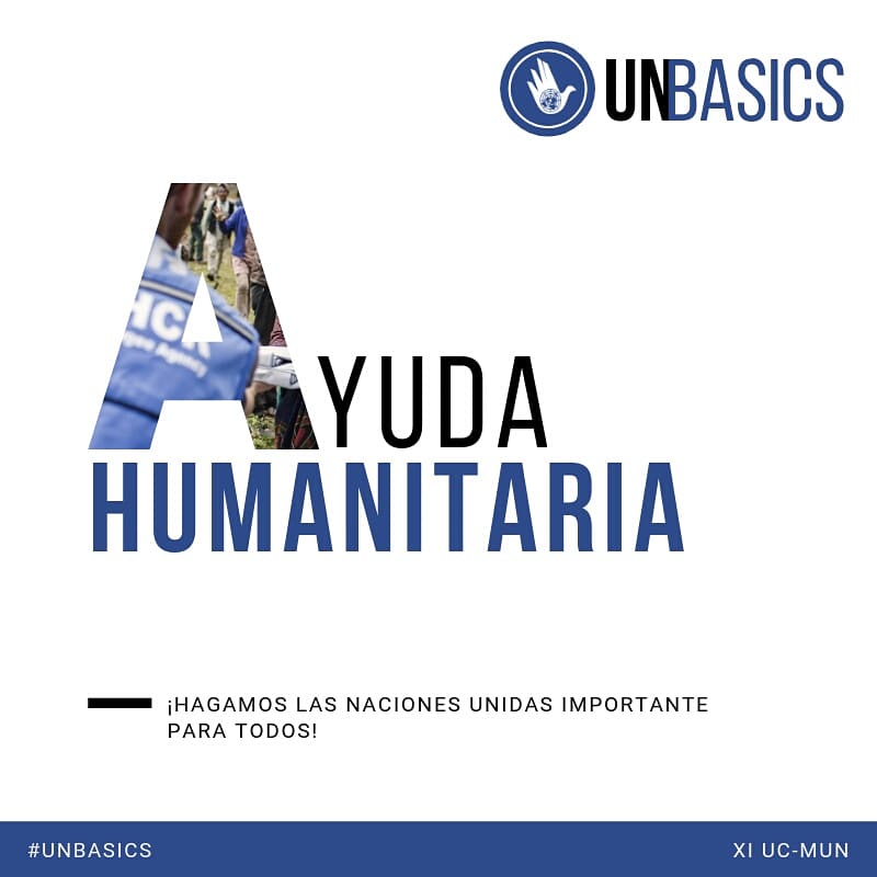 UCMUN's tweet photo. “La ayuda humanitaria es la que se brinda a la población víctima de un desastre, ya sea natural o creado por el hombre, para garantizar el acceso a servicios básicos como alimentación, atención médica, agua, refugio y protección al individuo preservando su dignidad" #UNBasics https://t.co/Hy3shWD77g