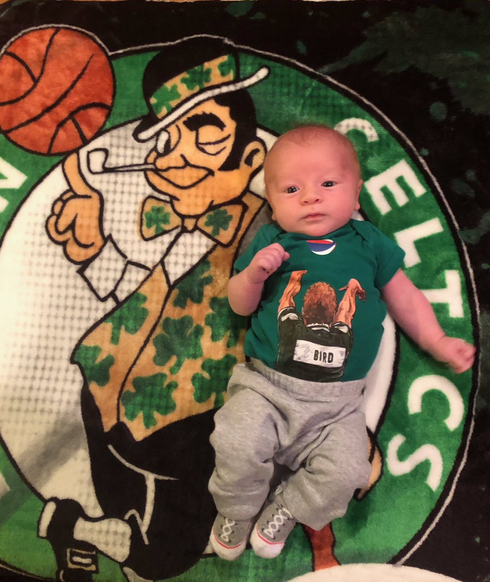 dave_c573's tweet photo. @celtics baby Dylan (3 weeks old) ready for the Celtics game! #CUsRise https://t.co/KYOAkW8J7X