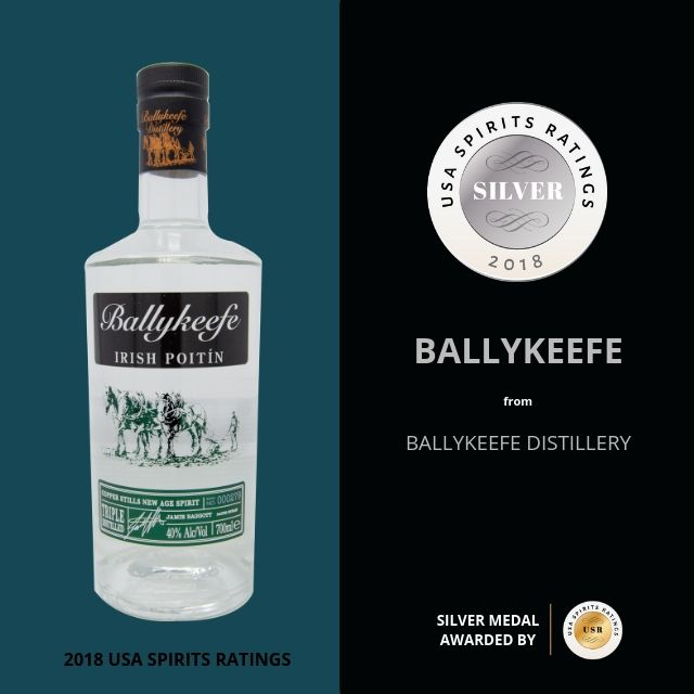 We would like to congratulate @ballykeefedistillery who was a #Silver medal for your #Ballykeefe at 2018 #usaspiritsratings. 👏👏 
#BallykeefeDistillery #Ireland #spirits #irish #poitín #revived #distilling 
#ballykeefepoitín
