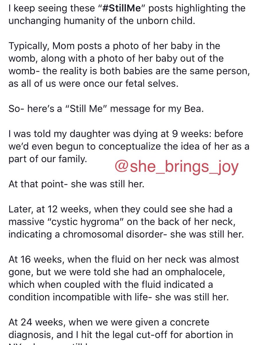shebringsjoy's tweet photo. #StillMe #StillBea #IncompatibleWithLife #CompatibleWithLove #ProLife #LateTermAbortions #Personhood #PoorPregnancyDiagnosis #FatalFetalAnomaly #FatalFoetalAnomaly #LifeLimitingCondition #TreatmentNotTermination
To learn more see:
@SaveThe1Child @Simons_Law @trisomy13patau ❤️ https://t.co/4jcdy9xDTx