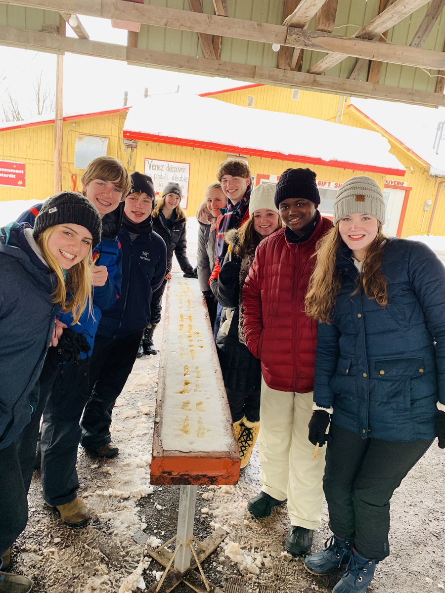 JPSentry's tweet image. Dog sledding, maple syrup, and a visit to a crêperie for the French Club members on the Québec trip. Photos courtesy of Cory Caton.