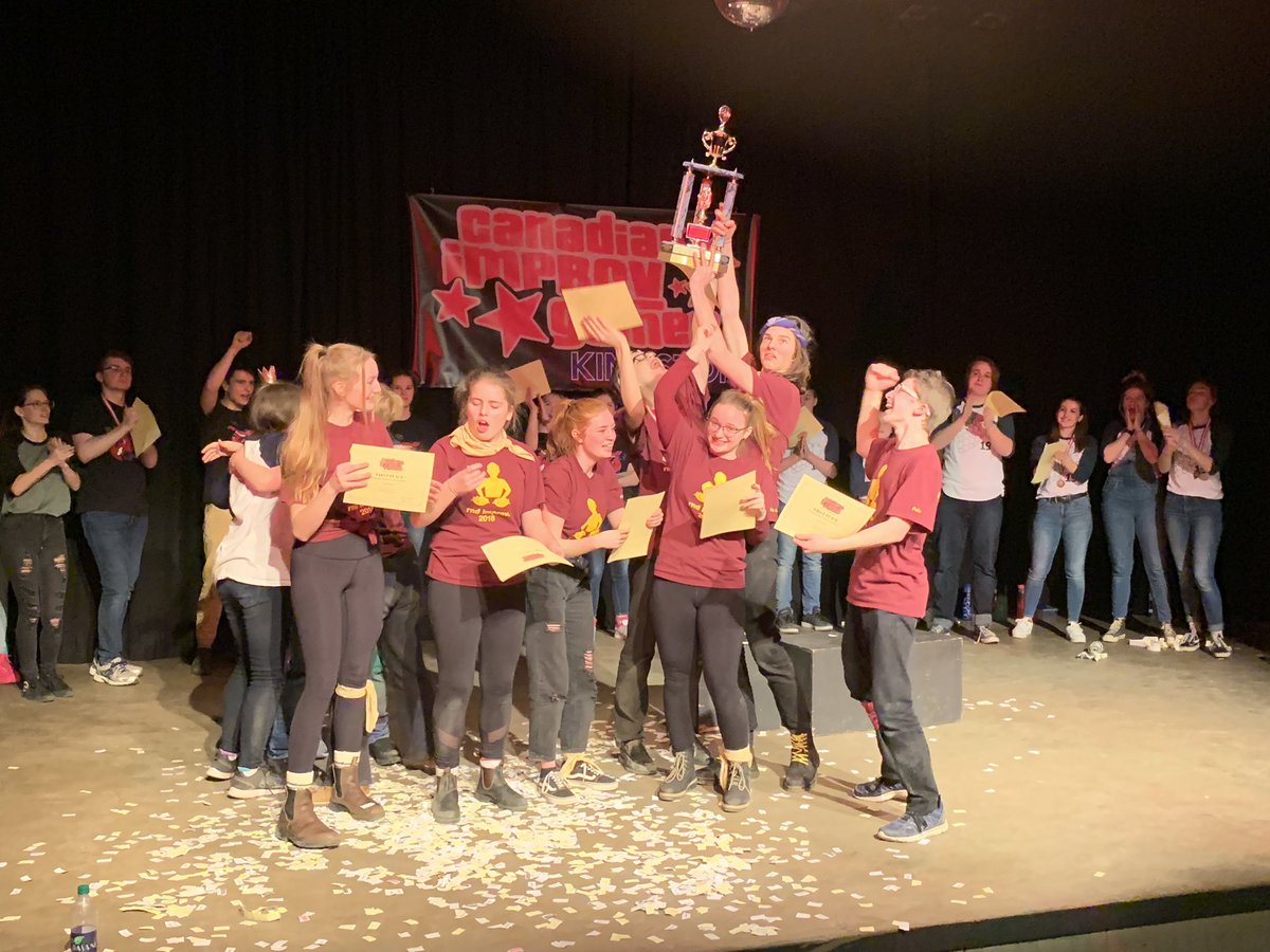 MsEmmerson's tweet photo. Congrats to RNDs Gold Improv team for coming first place tonight at Regional finals! Nationals here we come!! @RegiNotreDame https://t.co/U5l78xJ51k