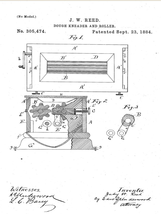 Judy Reed was the first African-American woman to hold a patent. On September 23, 1884,  @uspto granted Patent No. 305,474 for a “dough kneader and roller.”  #BlackHistoryMonth    https://www.uspto.gov/about-us/news-updates/uspto-recognizes-inventive-women-during-womens-history-month