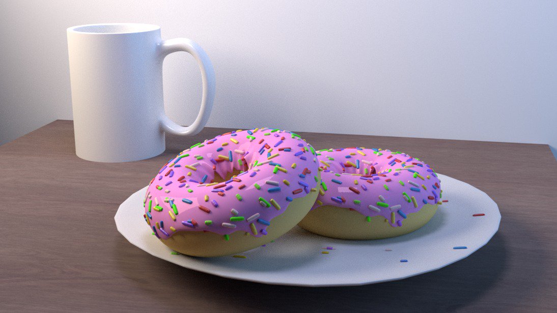 AsherCrone's tweet photo. I did another thing.
Really pleased by this render. Expanding my creativity into 3d renders/animations has gone well so far.
I followed a tutorial by @andrewpprice and I used @blender_org 
#Blender3d #blender #donuts #animation #3drender #render #Food https://t.co/bqEyFVyYAl