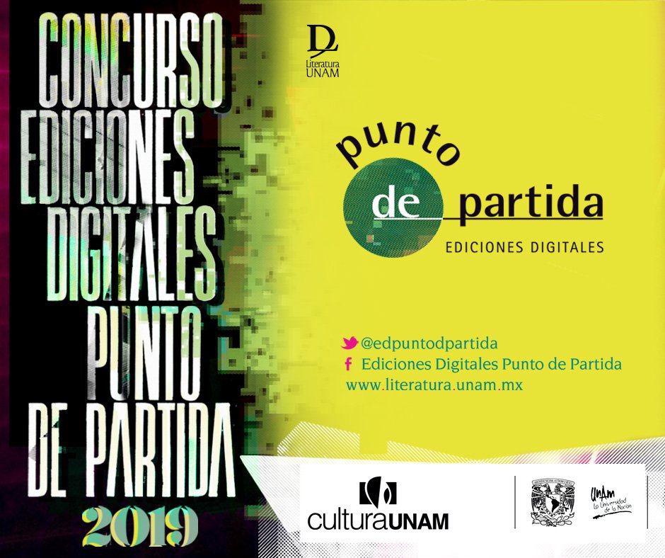 LiteraturaUNAM's tweet photo. @edpuntodpartida Si estás cerca de concluir tu novela corta o un libro de cuentos, poesía, crónica o ensayo literario, te invitamos a inscribirte en el Concurso de Ediciones Digitales Punto de Partida. #EdPunto2019   📚📚 https://t.co/bX3b2MJ19n