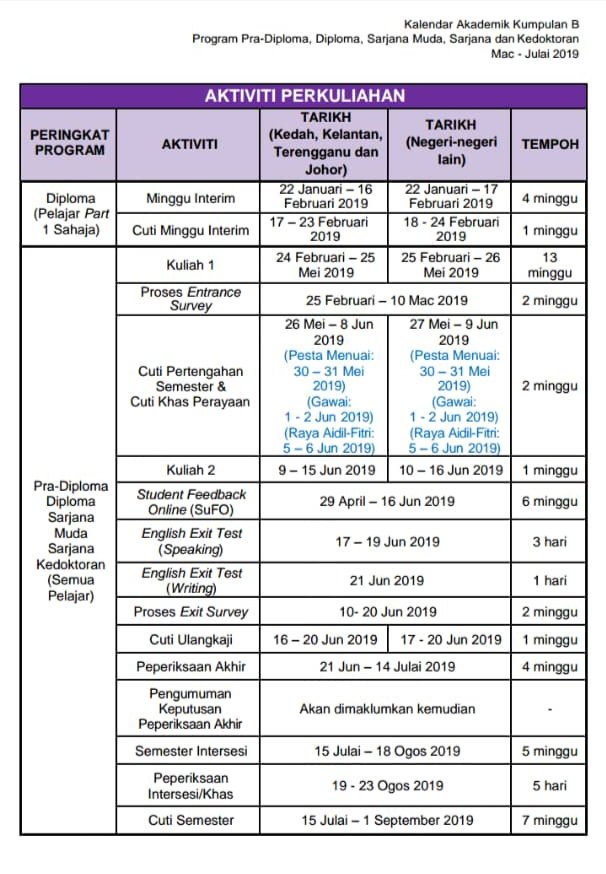 Pg S Uitm Perlis On Twitter Salam Korang Nah Admin Share Kalender Akademik Awal Sikit Hehe All The Best For The Upcoming Semester Dan Yang Paling Penting Rancang Jadual Korang Elok Elok