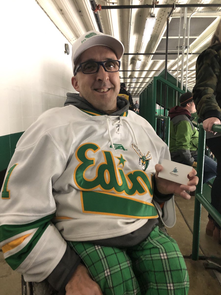 EdinaOf's tweet photo. A very special congratulations to PAUL NITZ who was our fan of the night. Thank you for supporting the Edina boys high school hockey team tonight and countless nights before. https://t.co/yF1F75f3fO