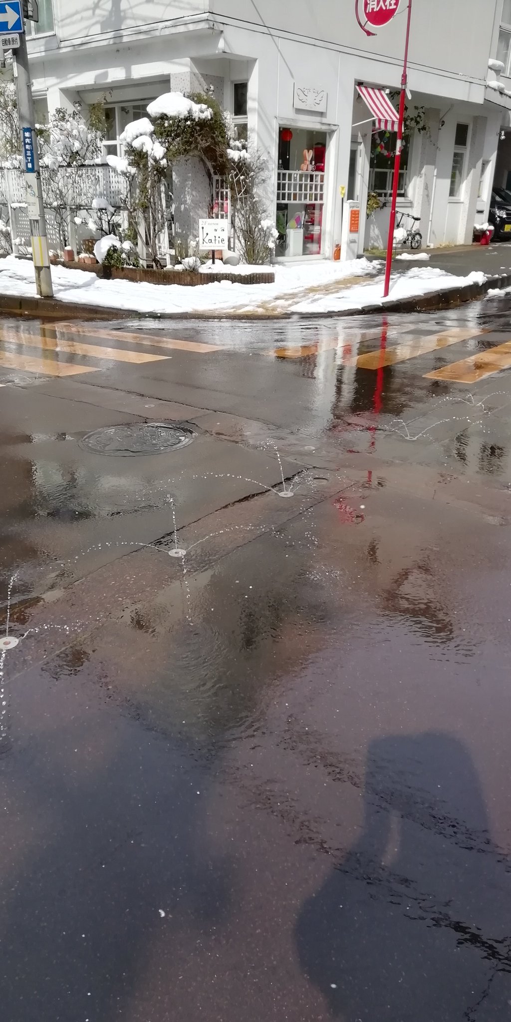 あきら 長岡駅の周辺を歩く 道路から雪を溶かすための水が吹き出る そのおかげで水溜まりが多い だから やっぱり長ぐつ履いといてよかった 新潟県長岡市 道路から水が吹き出る T Co Xvpgxyrsjx Twitter