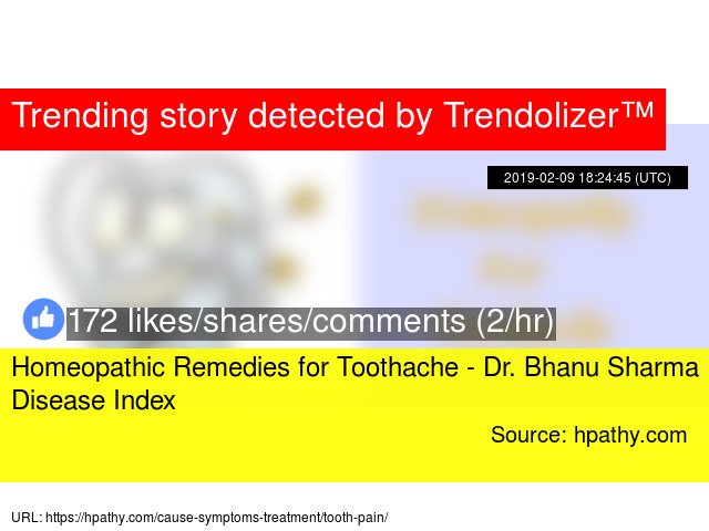 healtholizer's tweet image. Homeopathic Remedies for #Toothache - Dr. #BhanuSharma - Disease Index #pulpitis #Dentinhypersensitivity... althealth.trendolizer.com/2019/02/homeop…