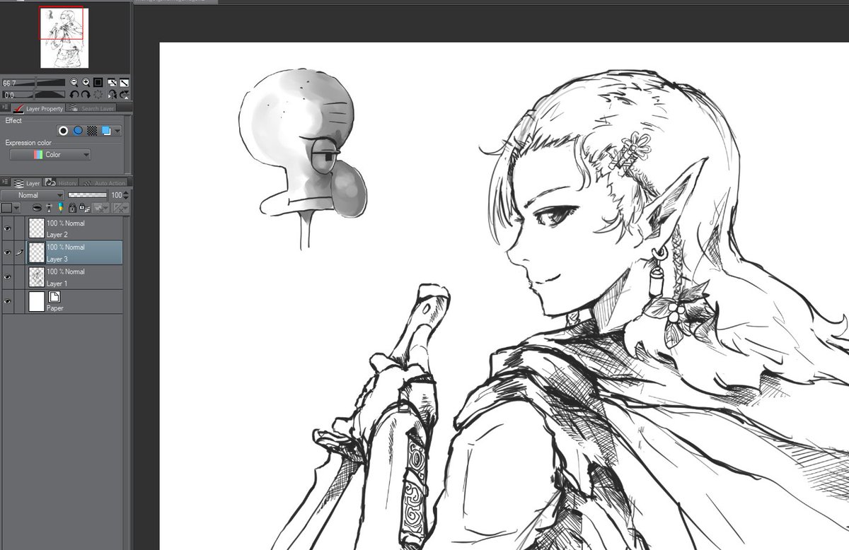 Why did I get procrastinated in the middle of a commission to draw squidward.. 