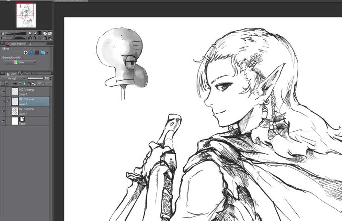 Why did I get procrastinated in the middle of a commission to draw squidward.. 